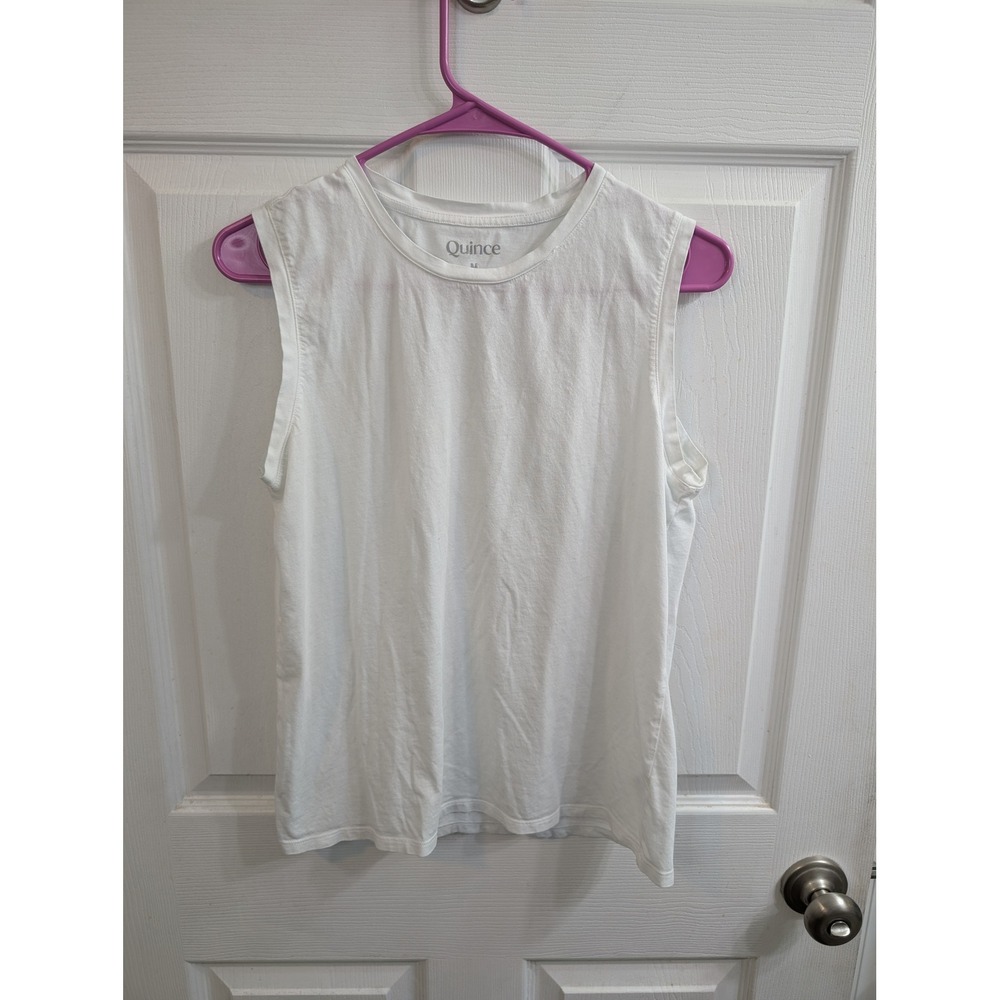 Quince Muscle Tank Top Womens White Cotton Modal Sleeveless -‎ Size M